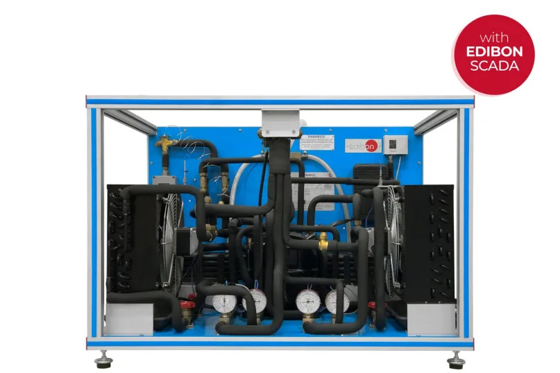 THIBAR22C: Computer Controlled Rerversible Heat Pump + Air Conditioning + Refrigeration with 2 Condensers and 2 Evaporators (Water/Air)