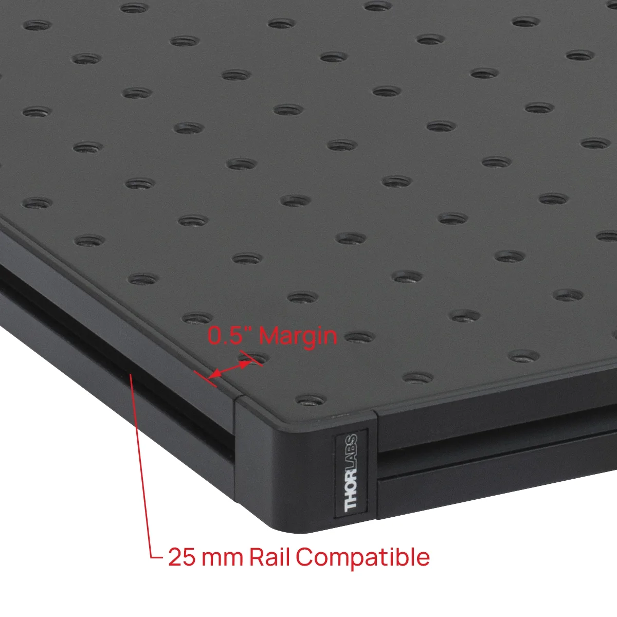 Aluminum Breadboards: High Stiffness, 25 mm (0.98") Thick